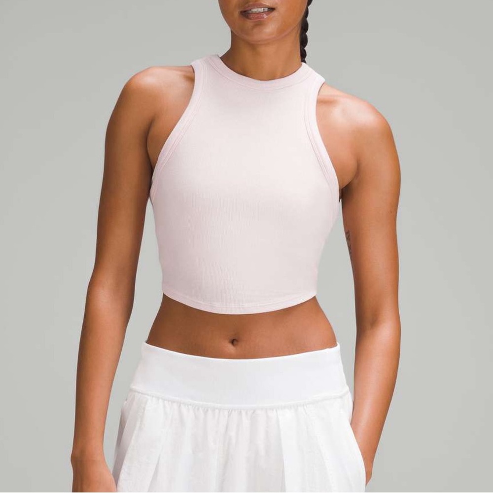 NEW, Lululemon Hold Tight Cropped Tank, Light Flush Pink, Ribbed Modal Cotton